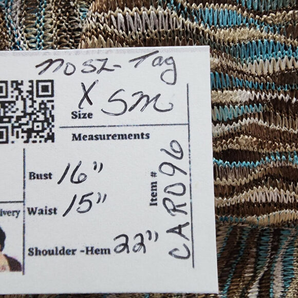 Kslam Brown & Blue Woven Button Up Blouse Size XS - Picture 9 of 9